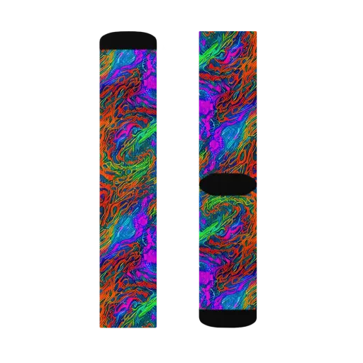 Neon Tidal Fire on a Socks