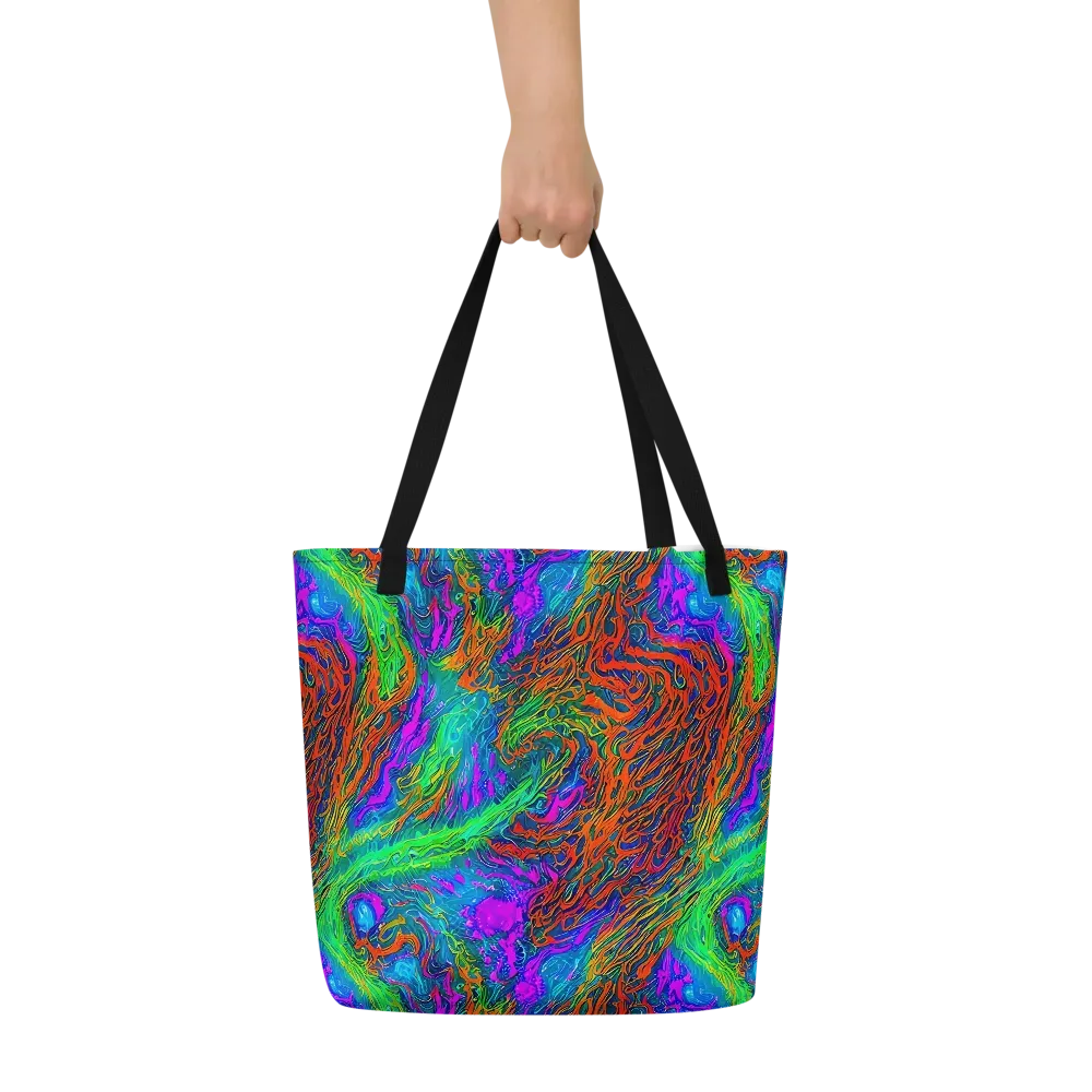 Neon Tidal Fire on Large Tote Bag W/ Pocket — Front