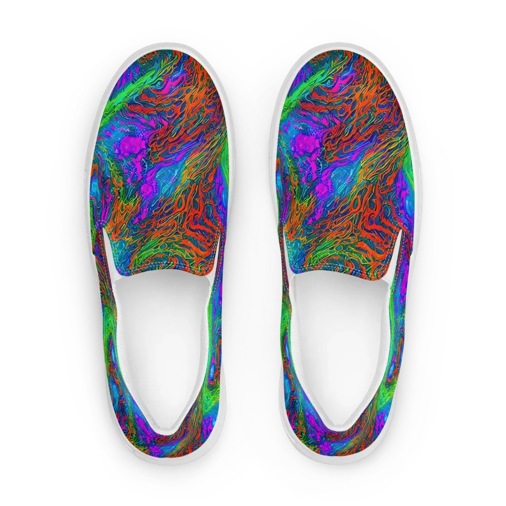 Neon Tidal Fire on Women's Slip-On Canvas Shoes — Front