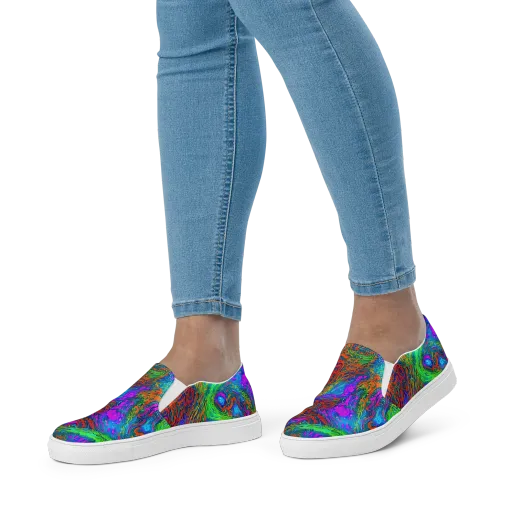 Neon Tidal Fire on a Women's Slip-On Canvas Shoes