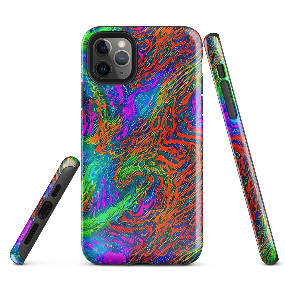 Neon Tidal Fire on Tough Case for iPhone® — Front