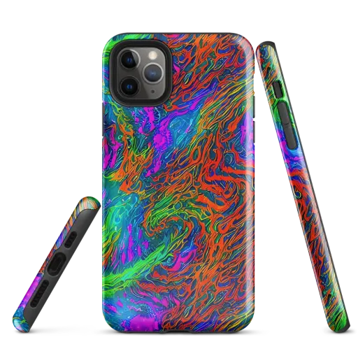 Neon Tidal Fire on a Tough Case for iPhone®