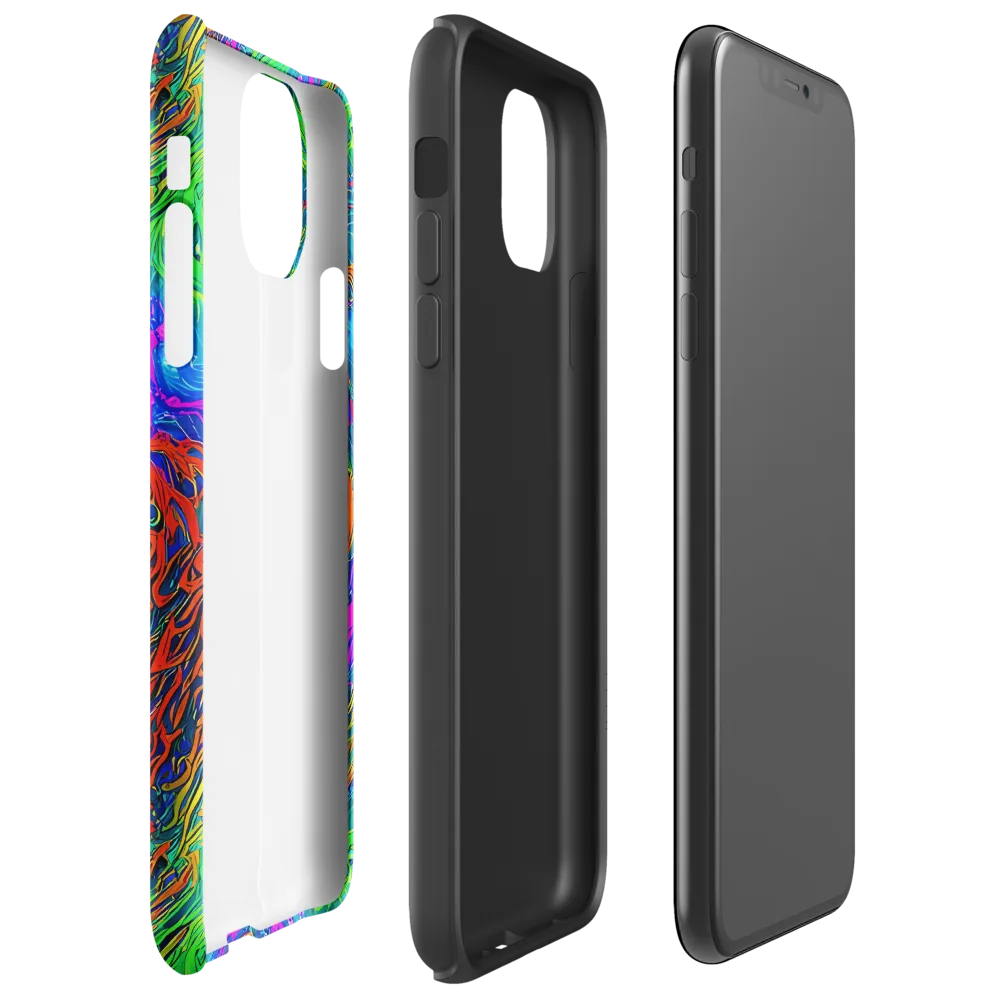 Neon Tidal Fire on Tough Case for iPhone® — Right