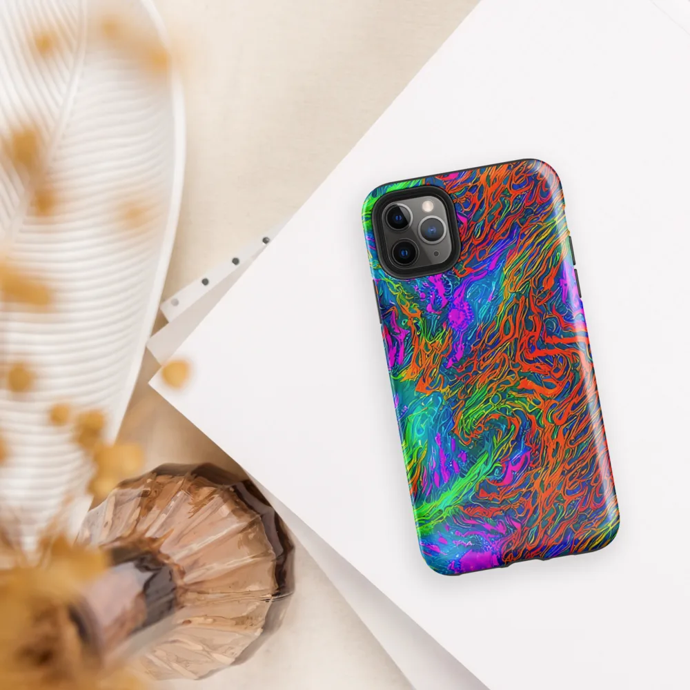 Neon Tidal Fire on Tough Case for iPhone® — Front