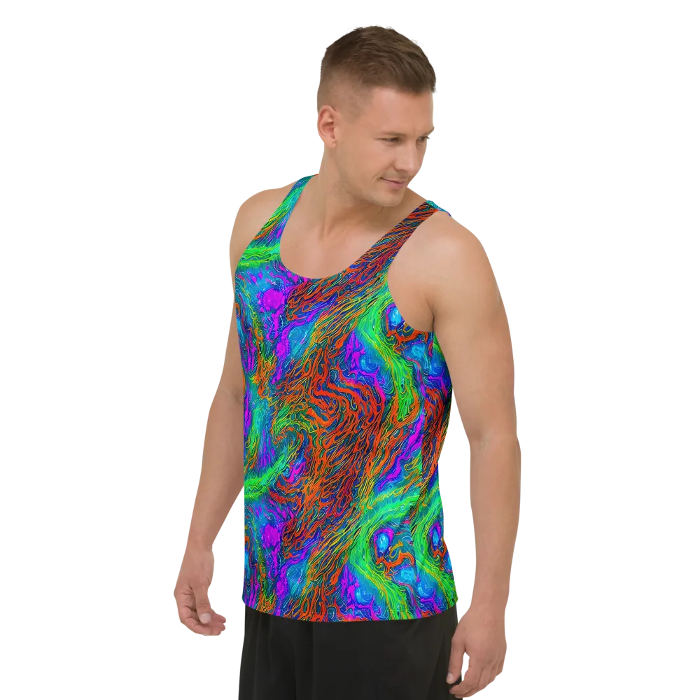 Neon Tidal Fire on Men's Tank Top — Left Front
