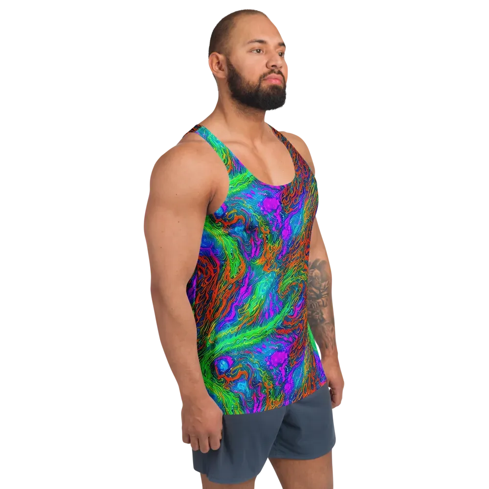 Neon Tidal Fire on Men's Tank Top — Right Front