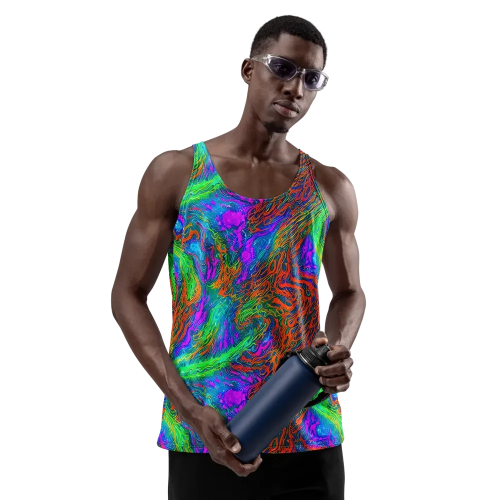 Neon Tidal Fire on Men's Tank Top — Front