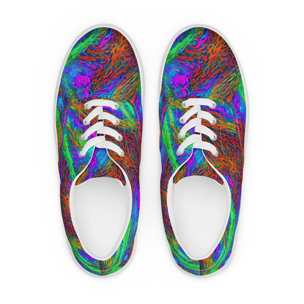 Neon Tidal Fire on Men's Lace-Up Canvas Shoes — Front