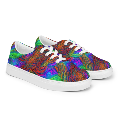 Neon Tidal Fire on a Men's Lace-Up Canvas Shoes