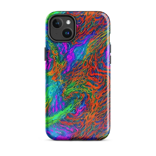 Neon Tidal Fire on a MagSafe Tough Case for iPhone®