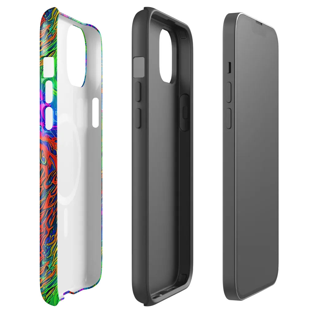 Neon Tidal Fire on MagSafe Tough Case for iPhone® — Front