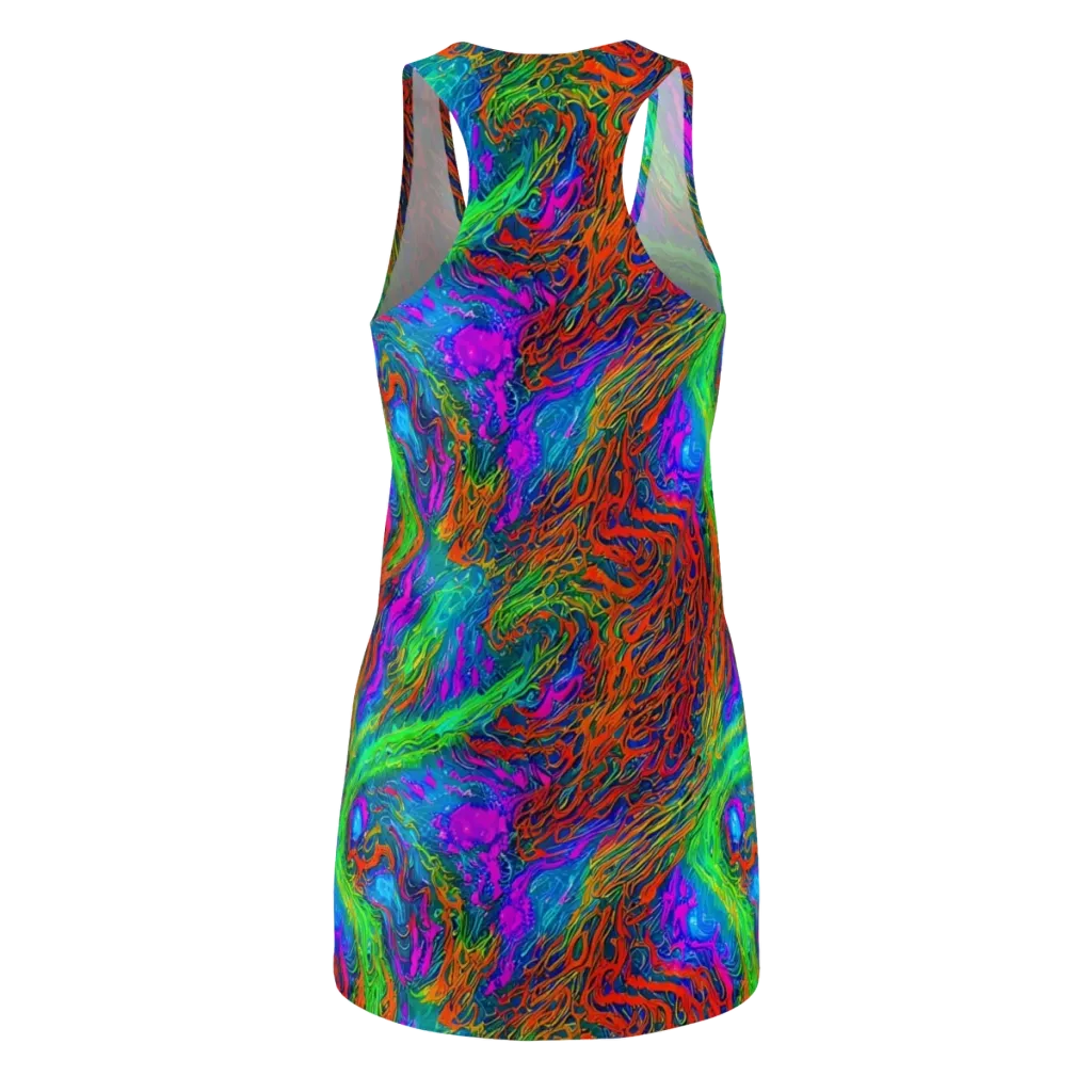 Neon Tidal Fire on Racerback Dress — Back