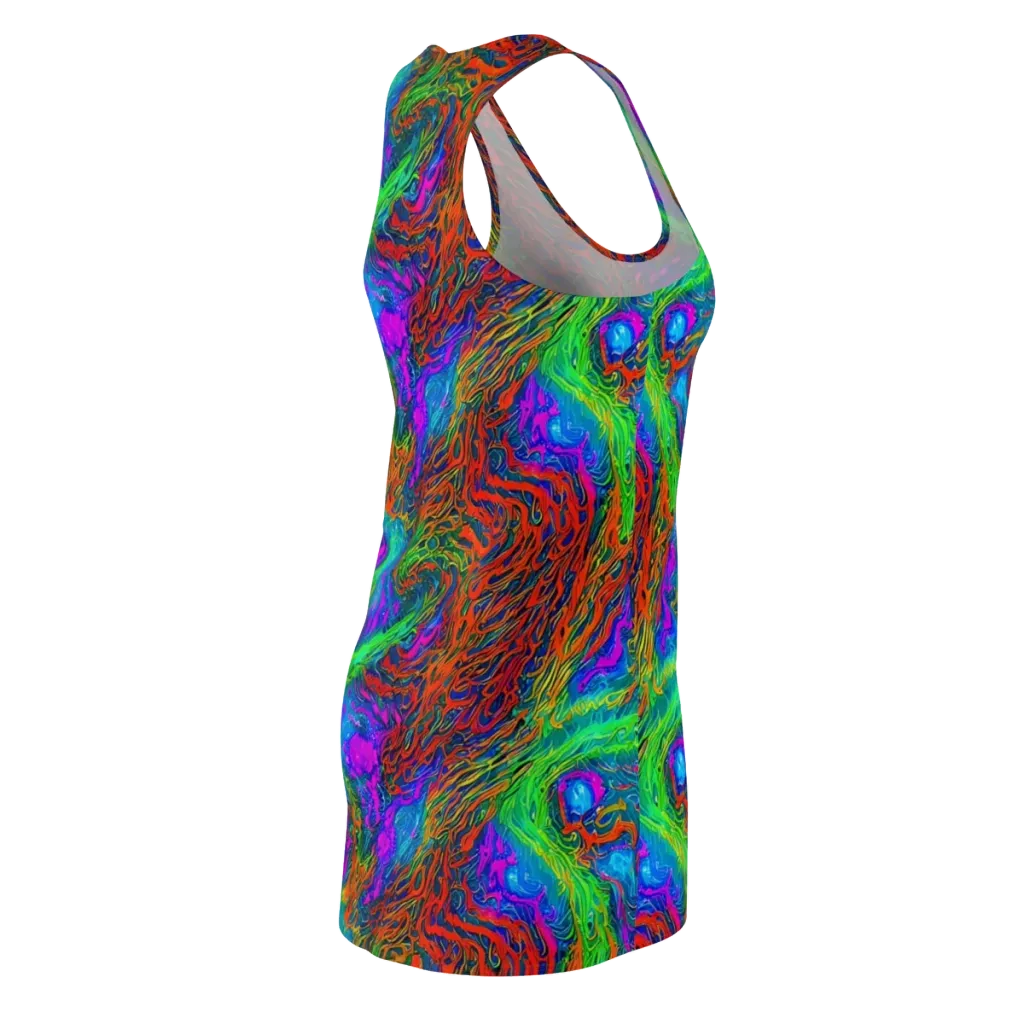 Neon Tidal Fire on Racerback Dress — Back Side