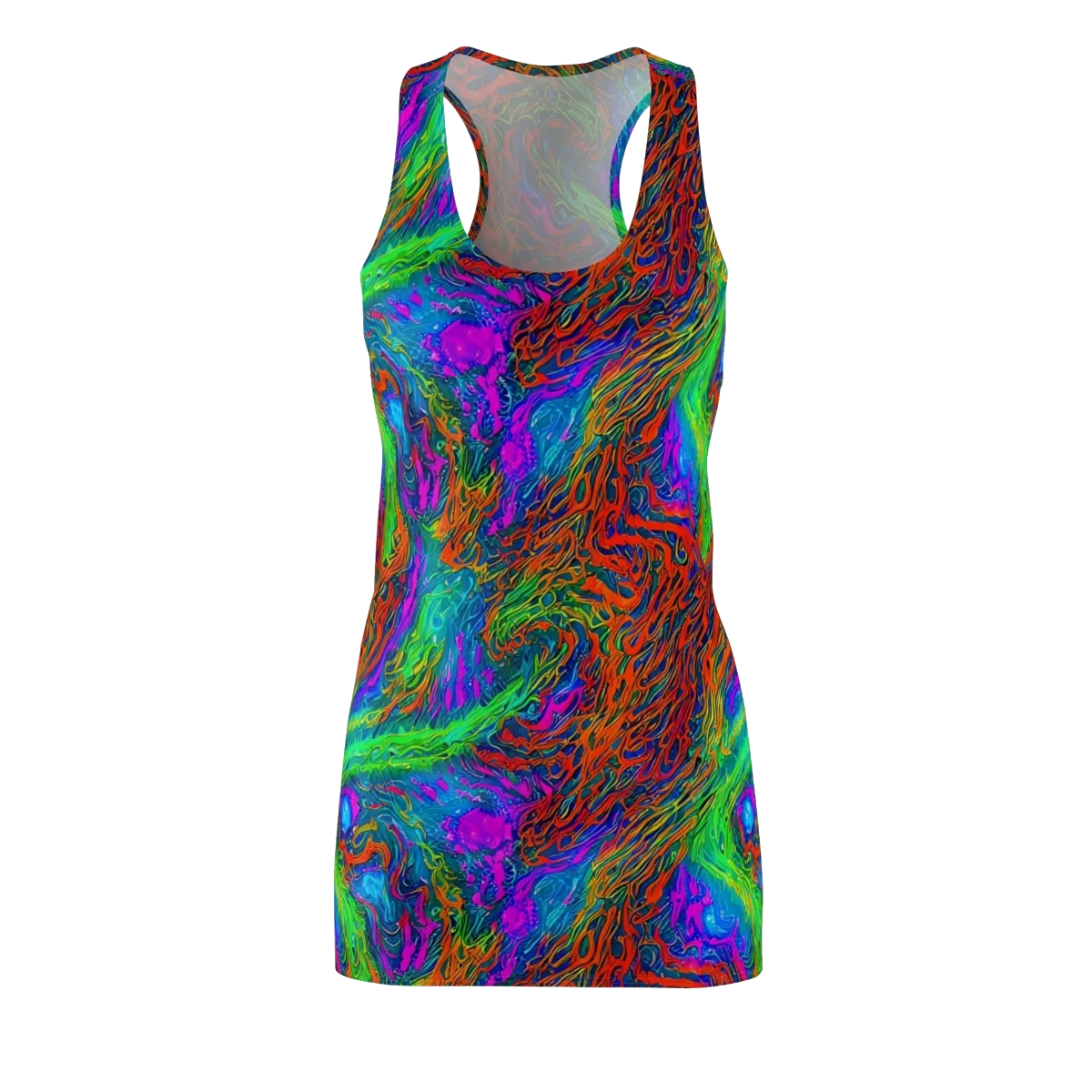 Neon Tidal Fire on Racerback Dress — Front