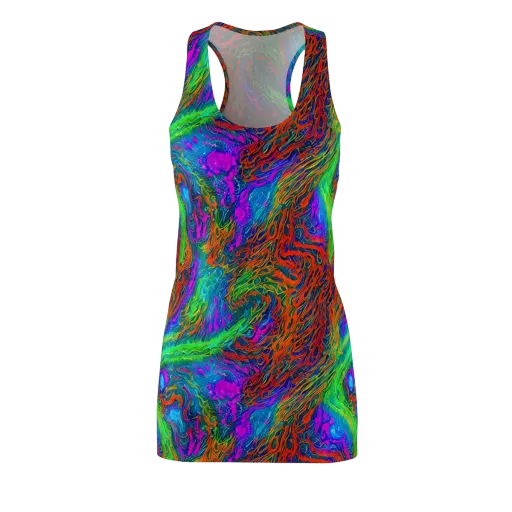 Neon Tidal Fire on a Racerback Dress