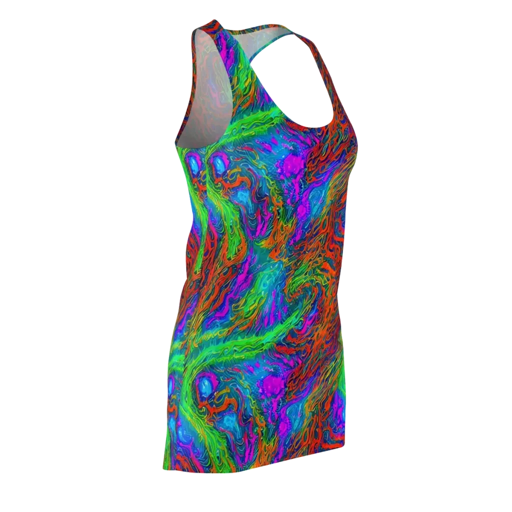 Neon Tidal Fire on Racerback Dress — Front Side