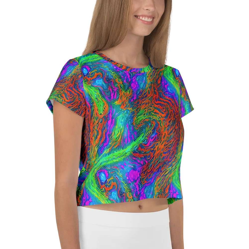 Neon Tidal Fire on Crop Tee — Right