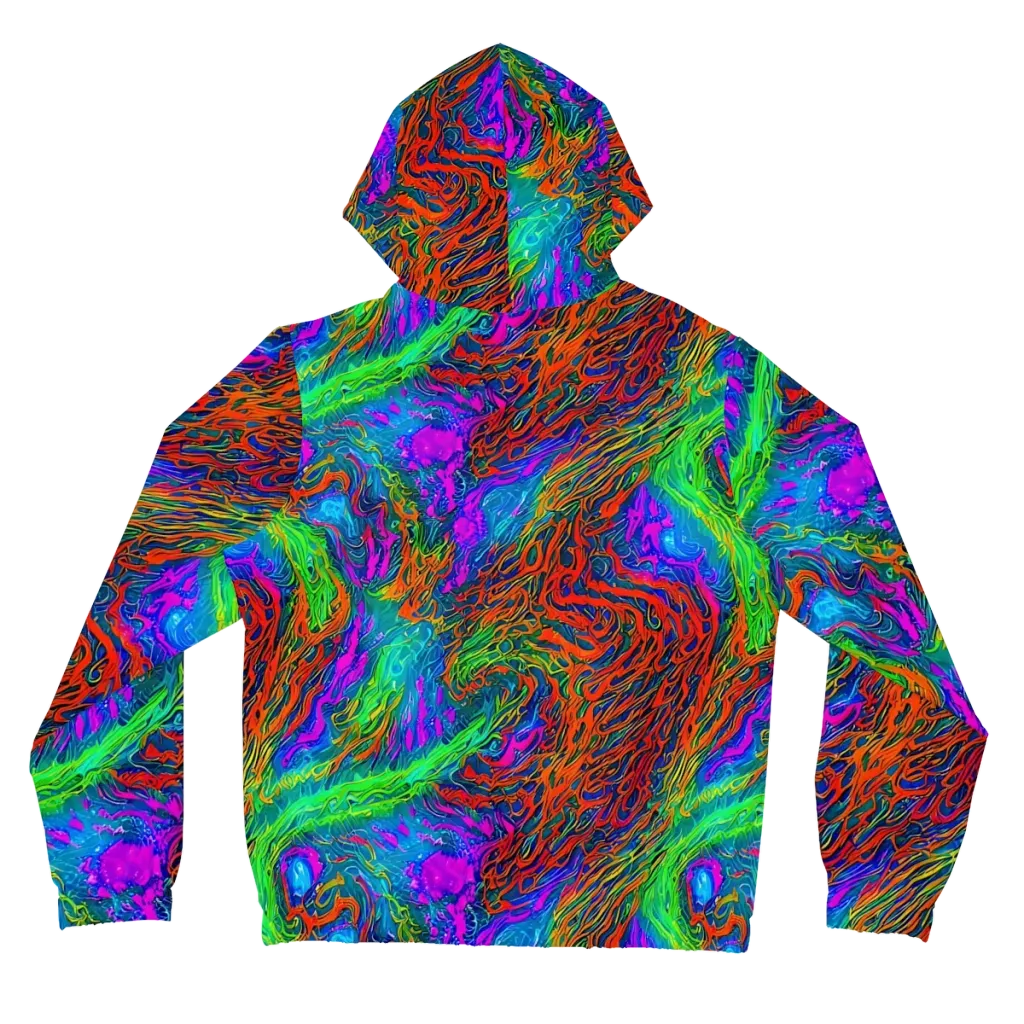 Neon Tidal Fire on Women's Full-Zip Hoodie — Back
