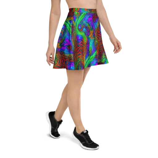 Neon Tidal Fire on a Skater Skirt