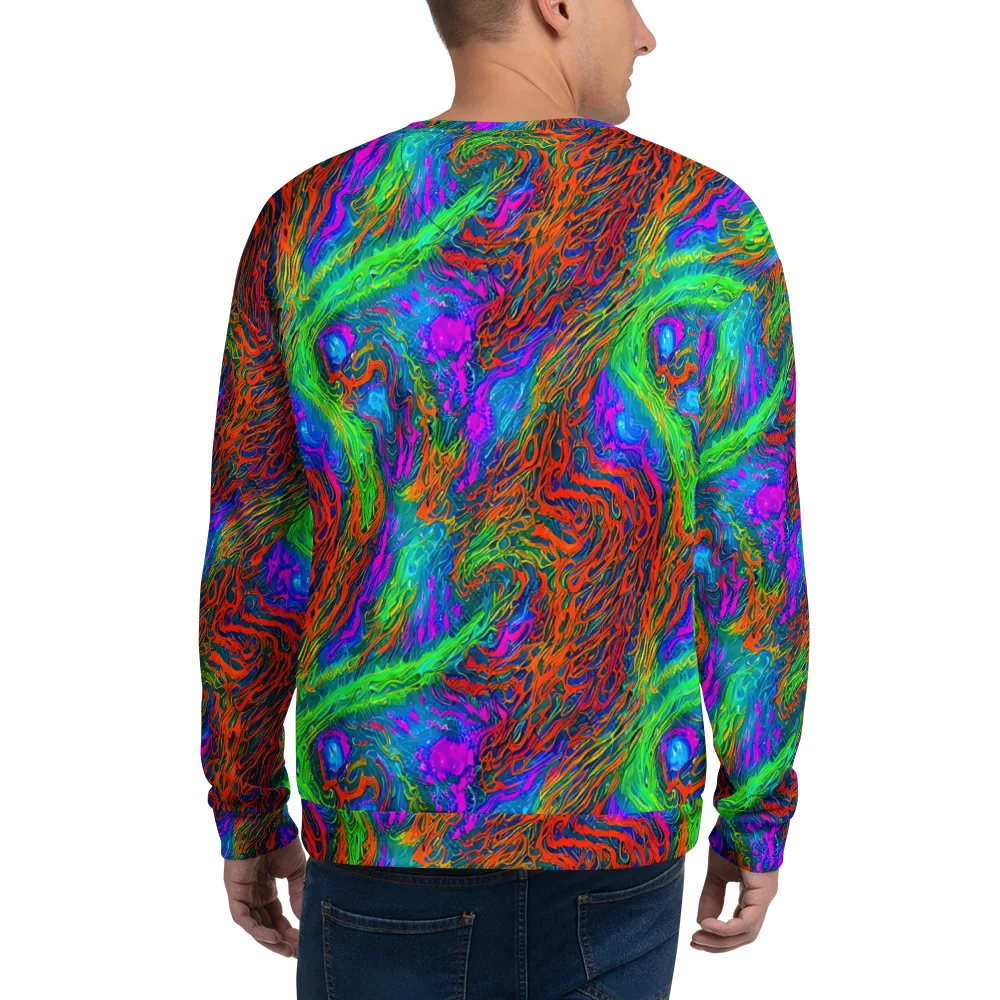 Neon Tidal Fire on Sweatshirt — Back