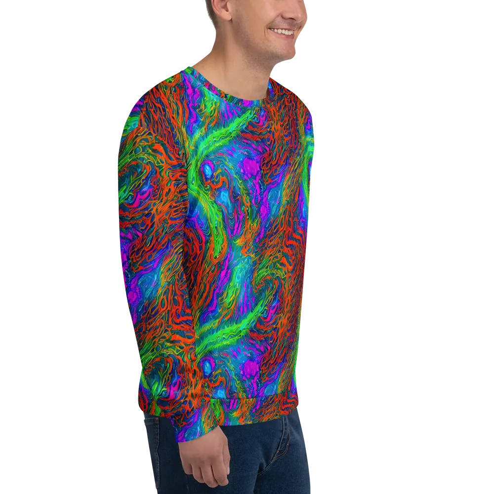 Neon Tidal Fire on Sweatshirt — Right Front