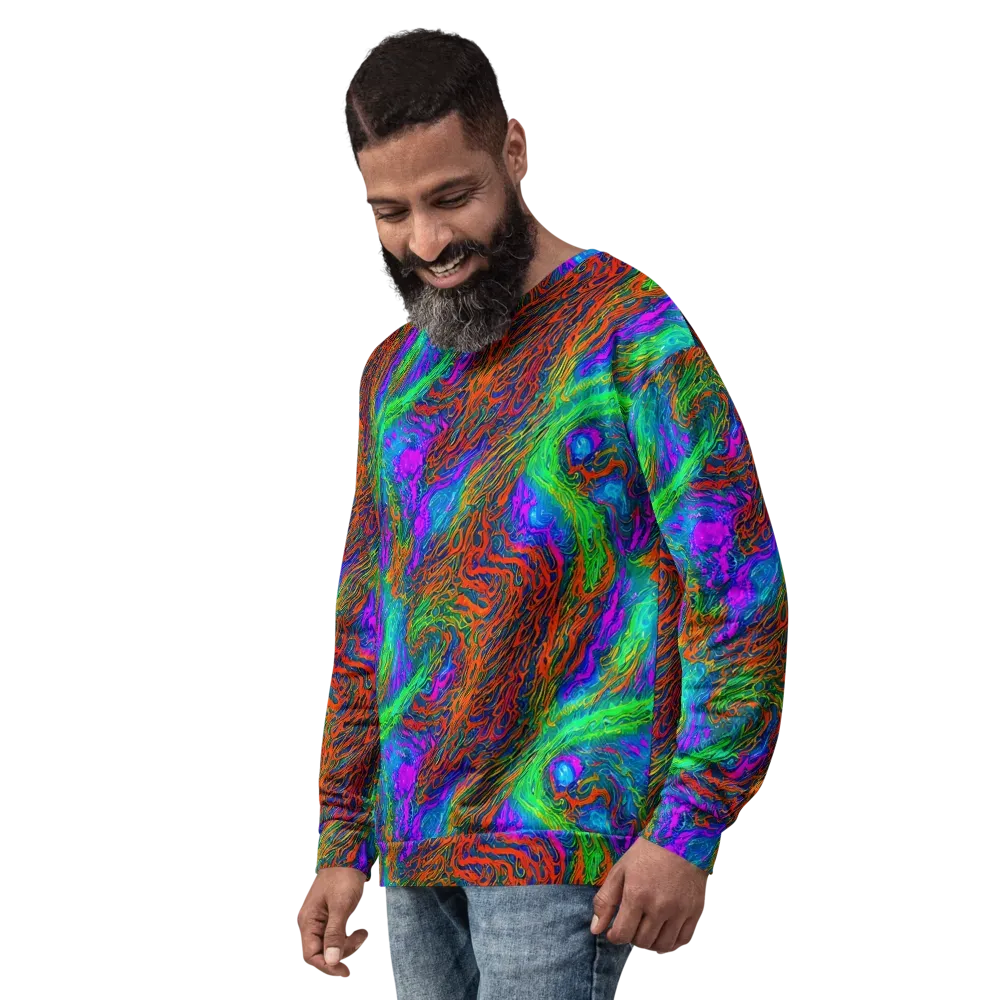 Neon Tidal Fire on Sweatshirt — Left Front