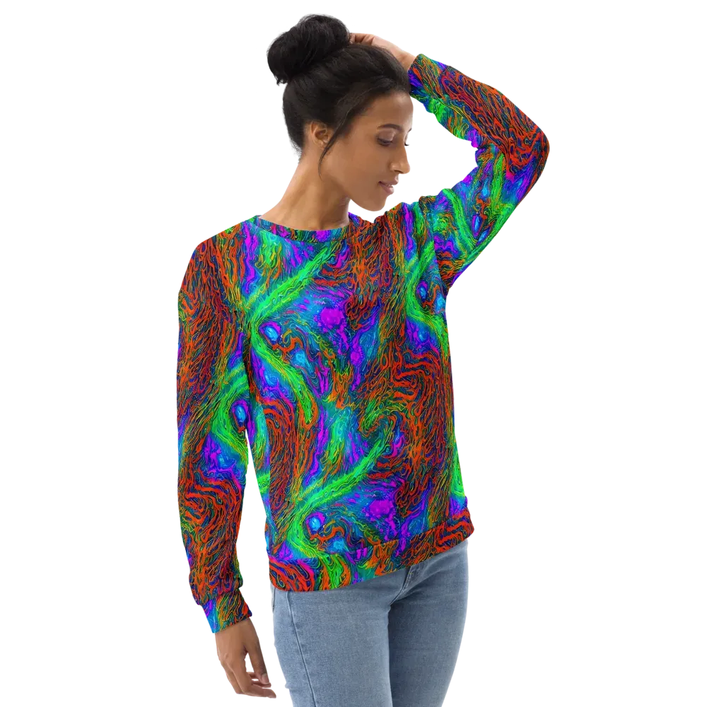 Neon Tidal Fire on Sweatshirt — Right Front