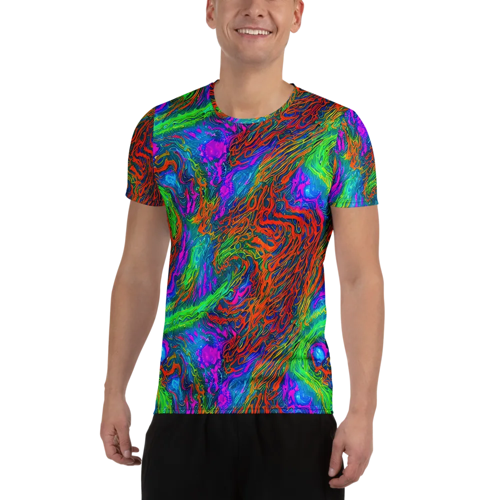 Neon Tidal Fire on Men's Athletic T-Shirt — Front