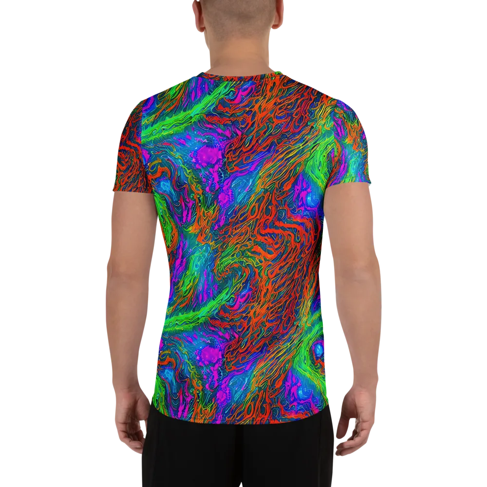 Neon Tidal Fire on Men's Athletic T-Shirt — Back