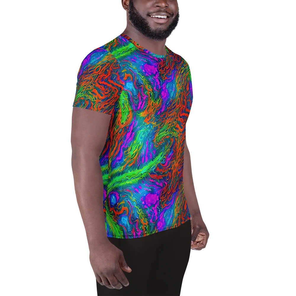 Neon Tidal Fire on Men's Athletic T-Shirt — Right