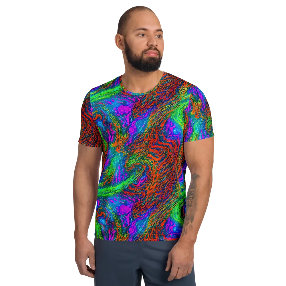 Neon Tidal Fire on Men's Athletic T-Shirt — Front