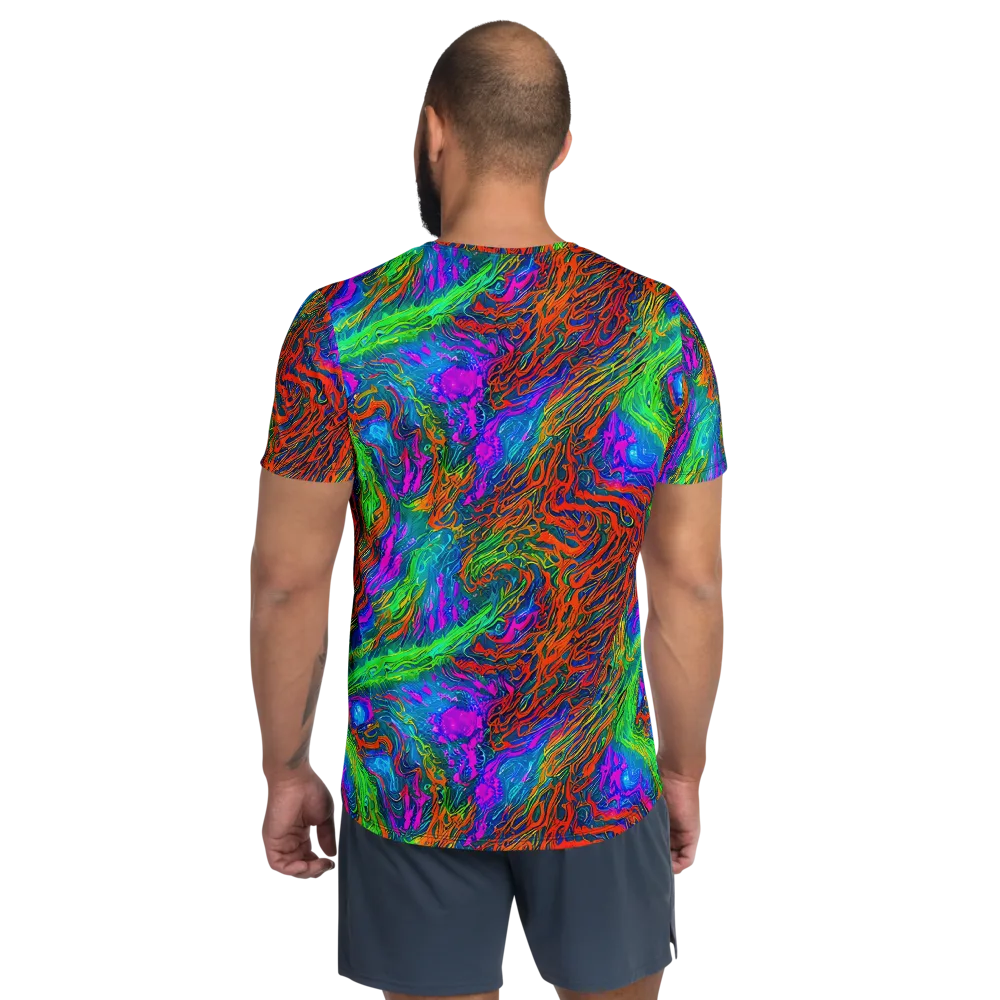 Neon Tidal Fire on Men's Athletic T-Shirt — Back