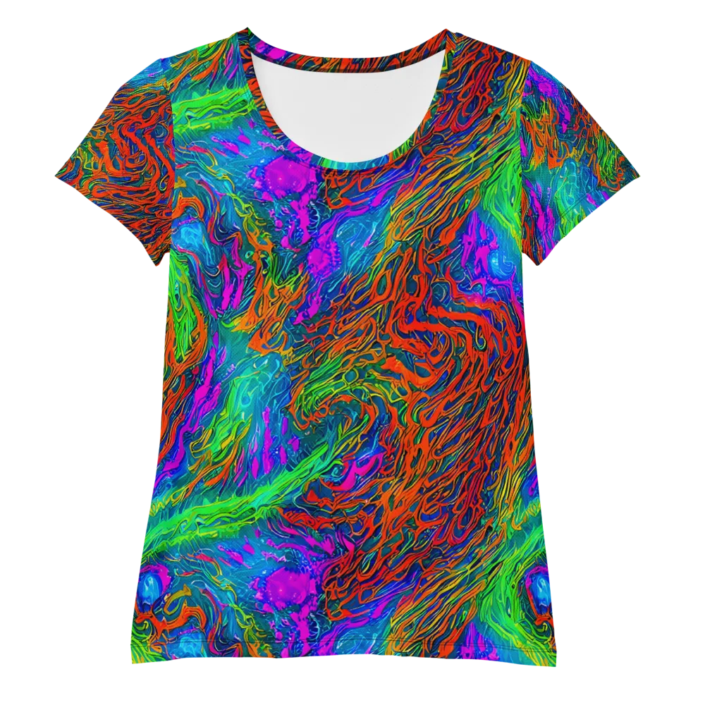 Neon Tidal Fire on Women's Athletic T-Shirt — Front