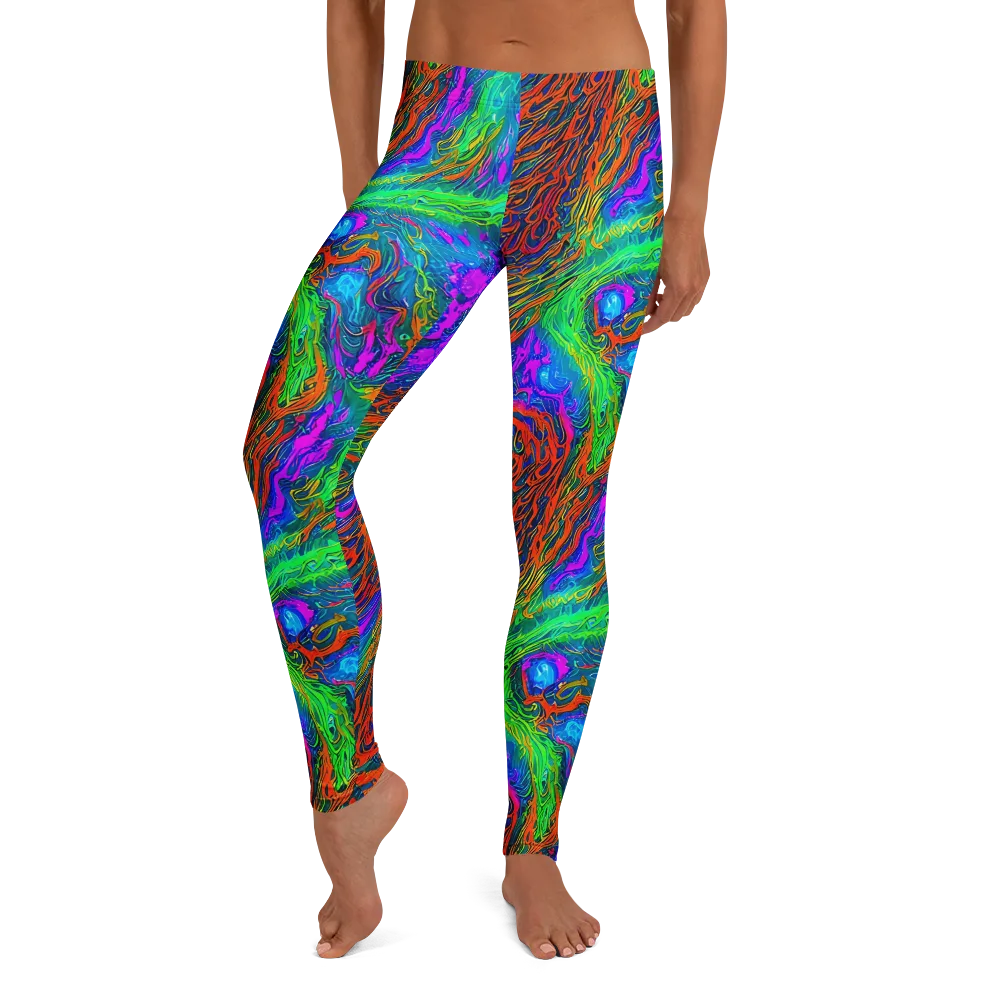 Neon Tidal Fire on Leggings — Front