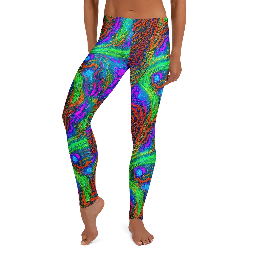 Neon Tidal Fire on Leggings — Front