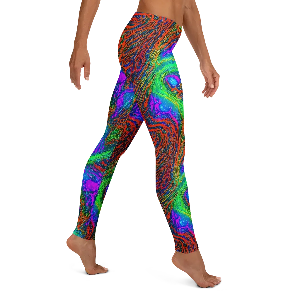 Neon Tidal Fire on Leggings — Right