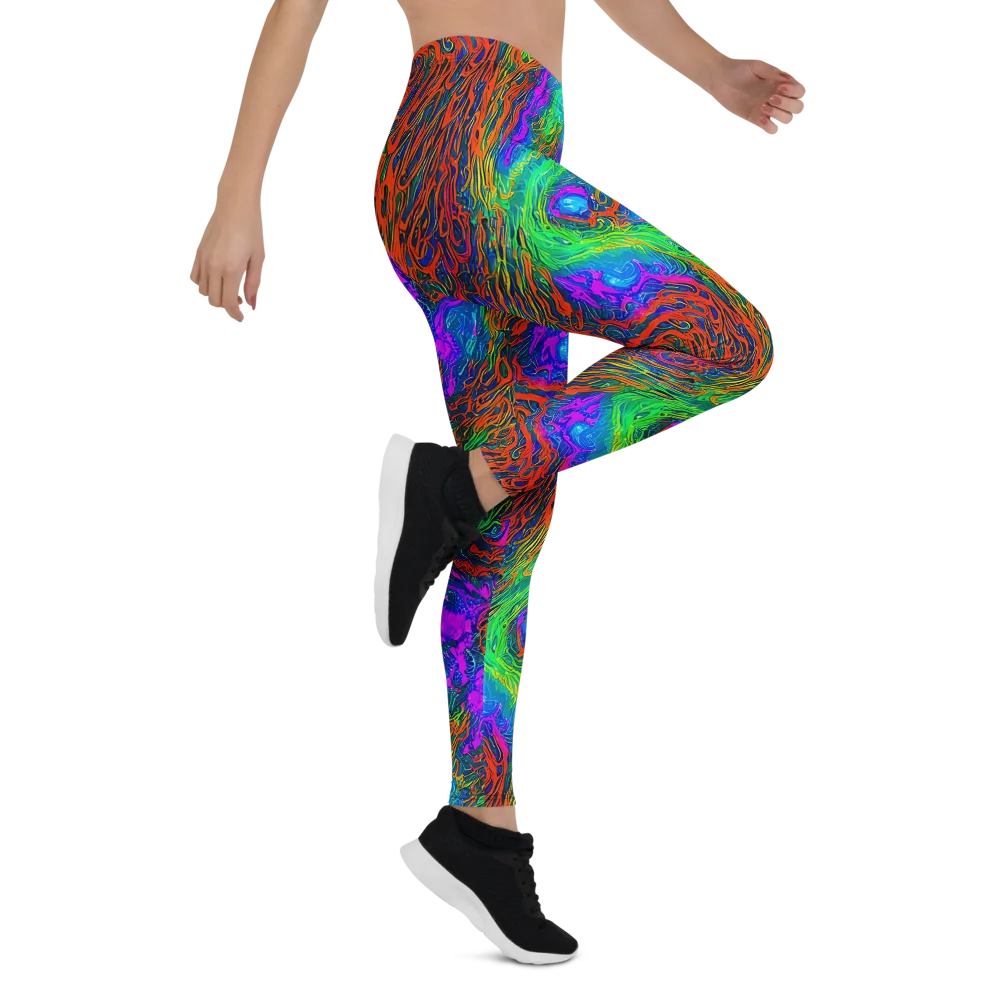 Neon Tidal Fire on Leggings — Right