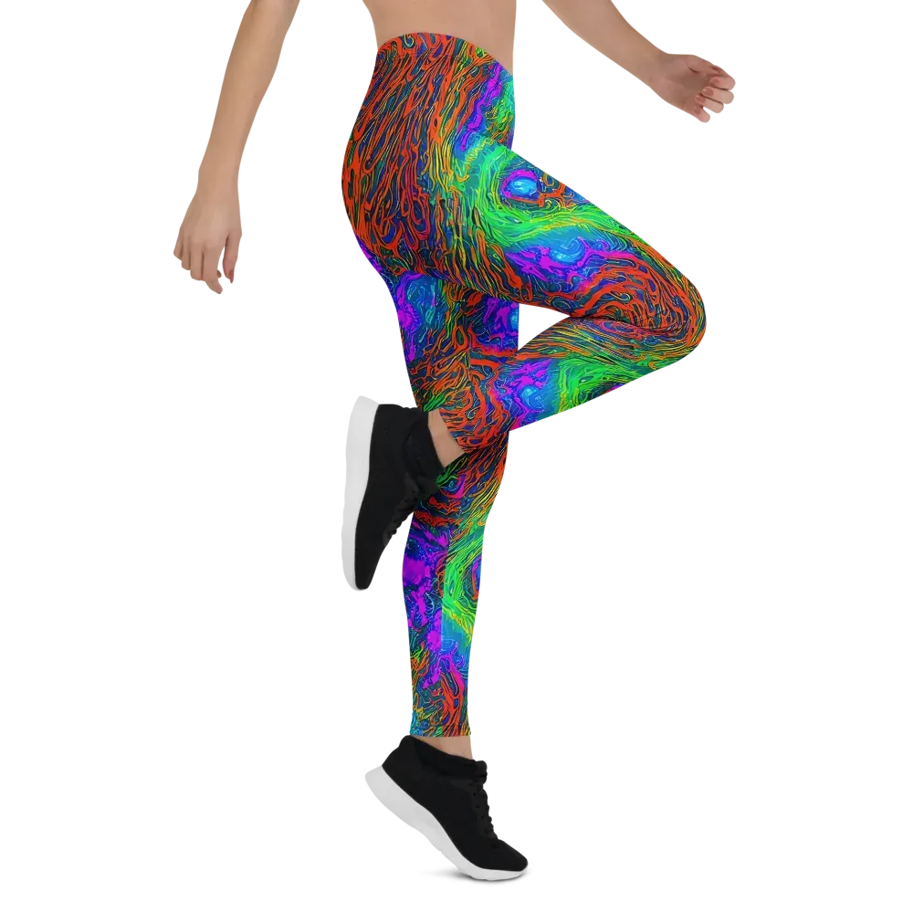 Neon Tidal Fire on Leggings — Right