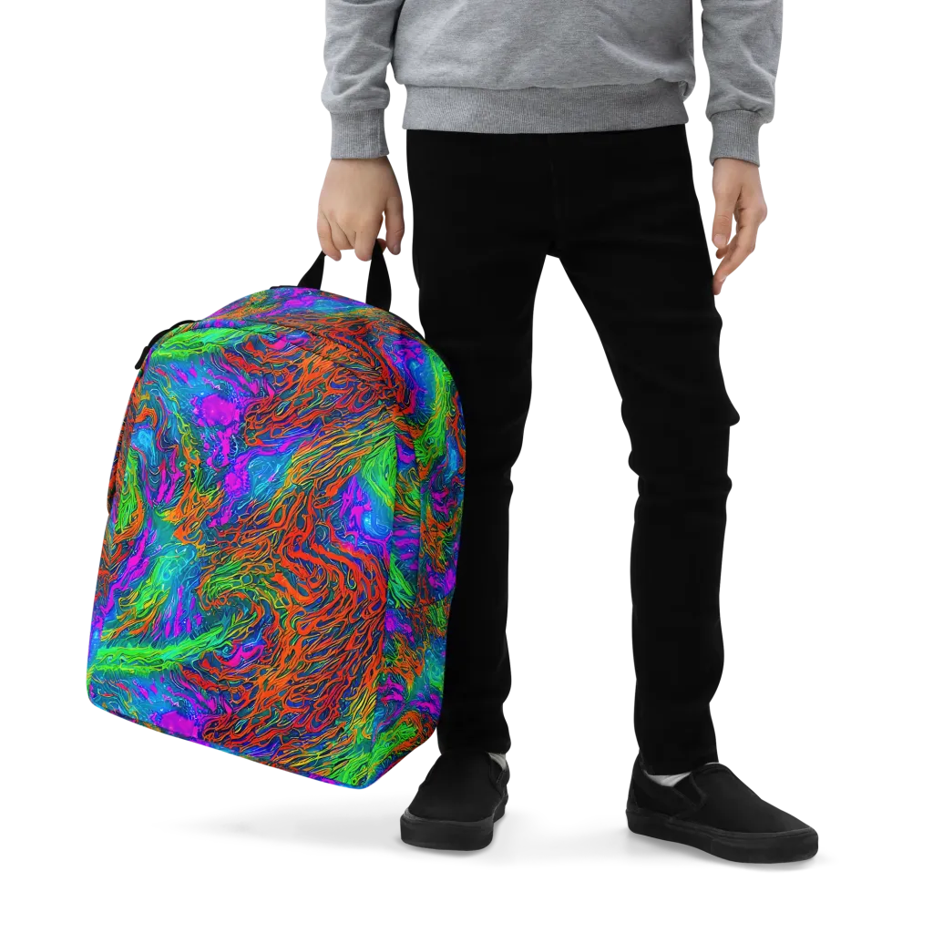 Neon Tidal Fire on Minimalist Backpack — Zoomed-in