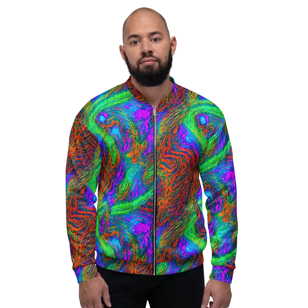 Neon Tidal Fire on Bomber Jacket — Front