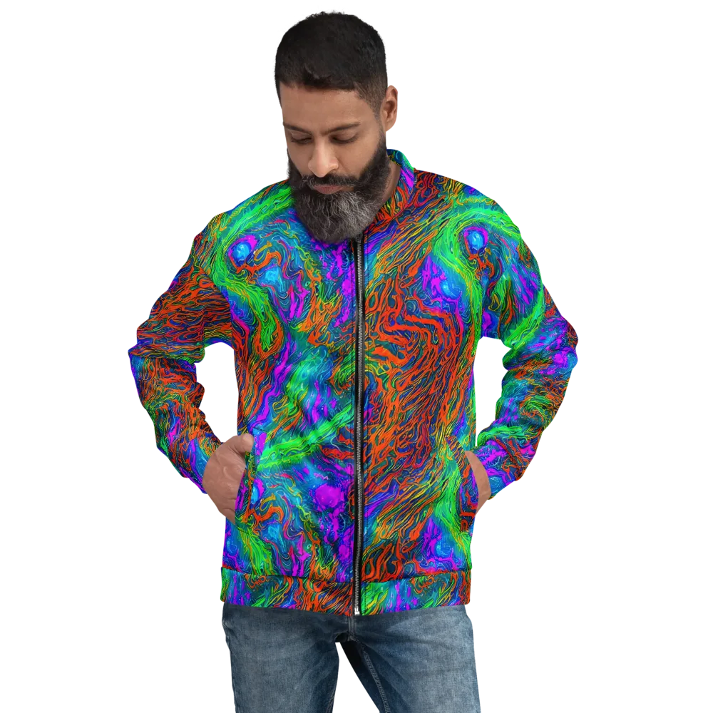 Neon Tidal Fire on Bomber Jacket — Front