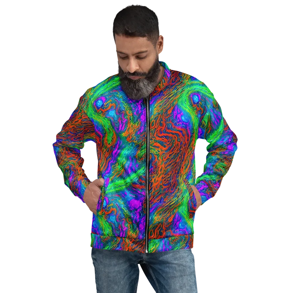 Neon Tidal Fire on Bomber Jacket — Front