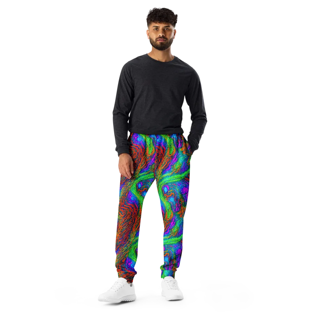 Neon Tidal Fire on Men's Joggers — Front