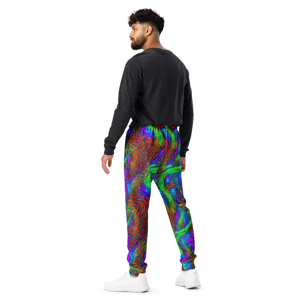 Neon Tidal Fire on Men's Joggers — Back