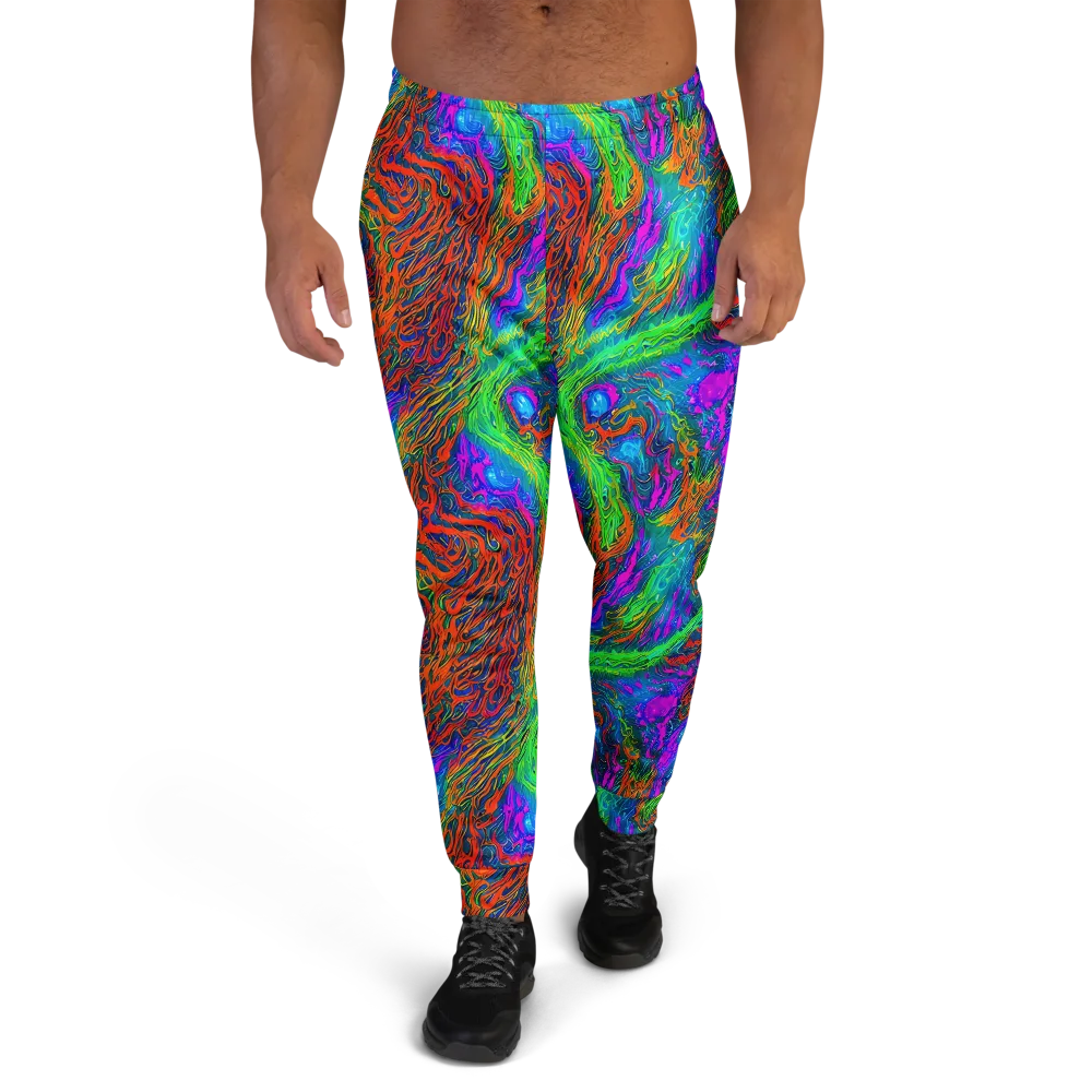 Neon Tidal Fire on Men's Joggers — Front