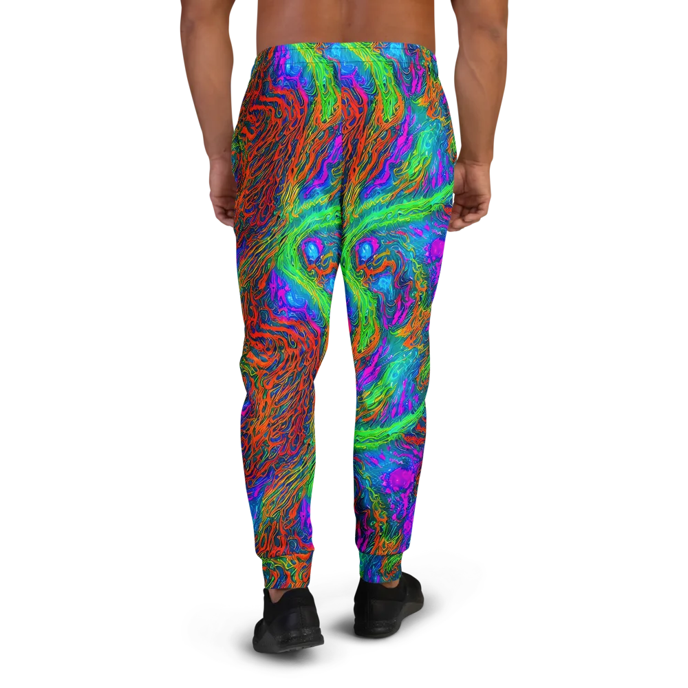Neon Tidal Fire on Men's Joggers — Back