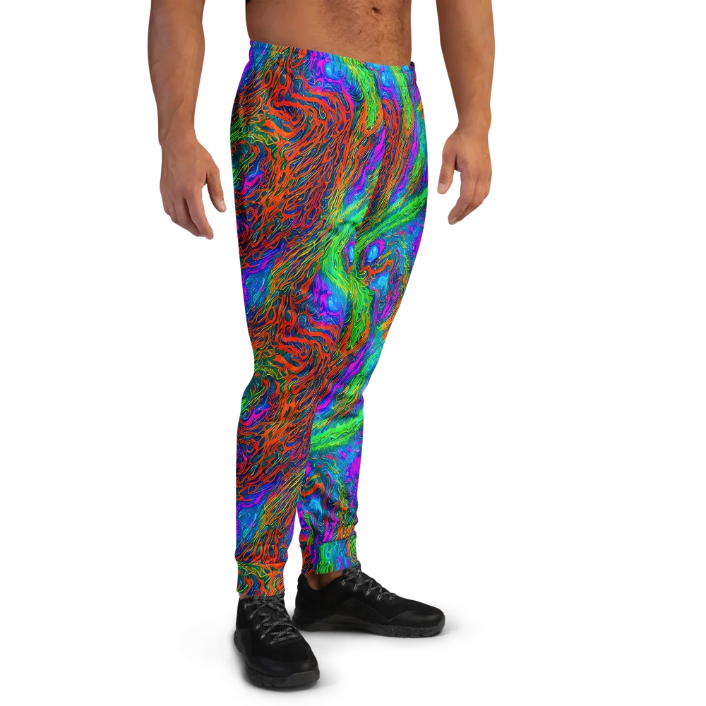 Neon Tidal Fire on Men's Joggers — Right
