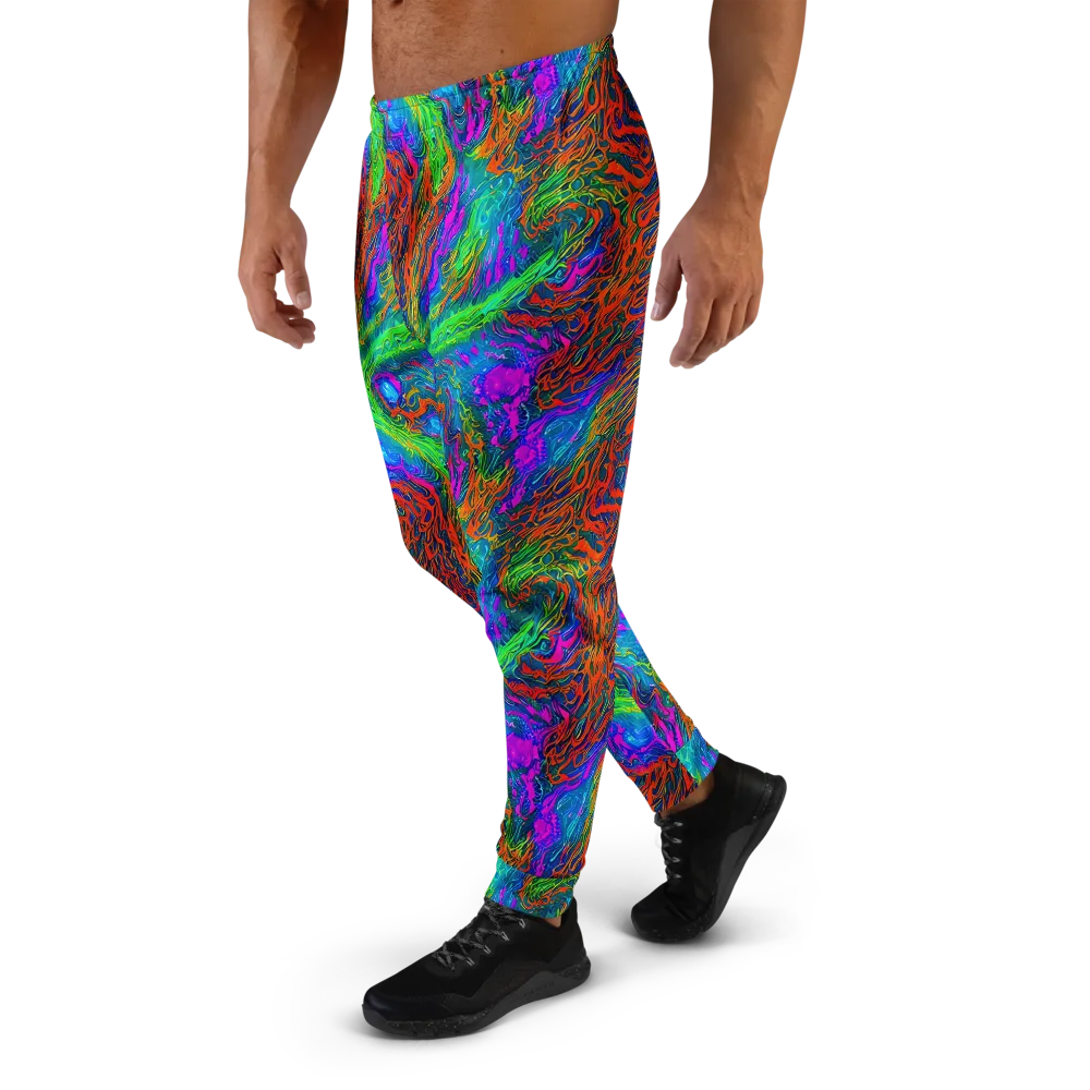 Neon Tidal Fire on Men's Joggers — Left