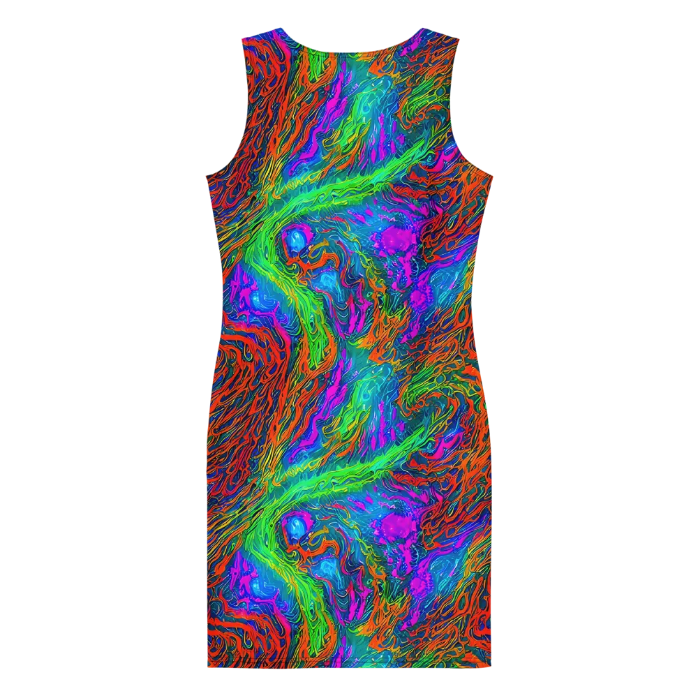Neon Tidal Fire on Bodycon Dress — Back