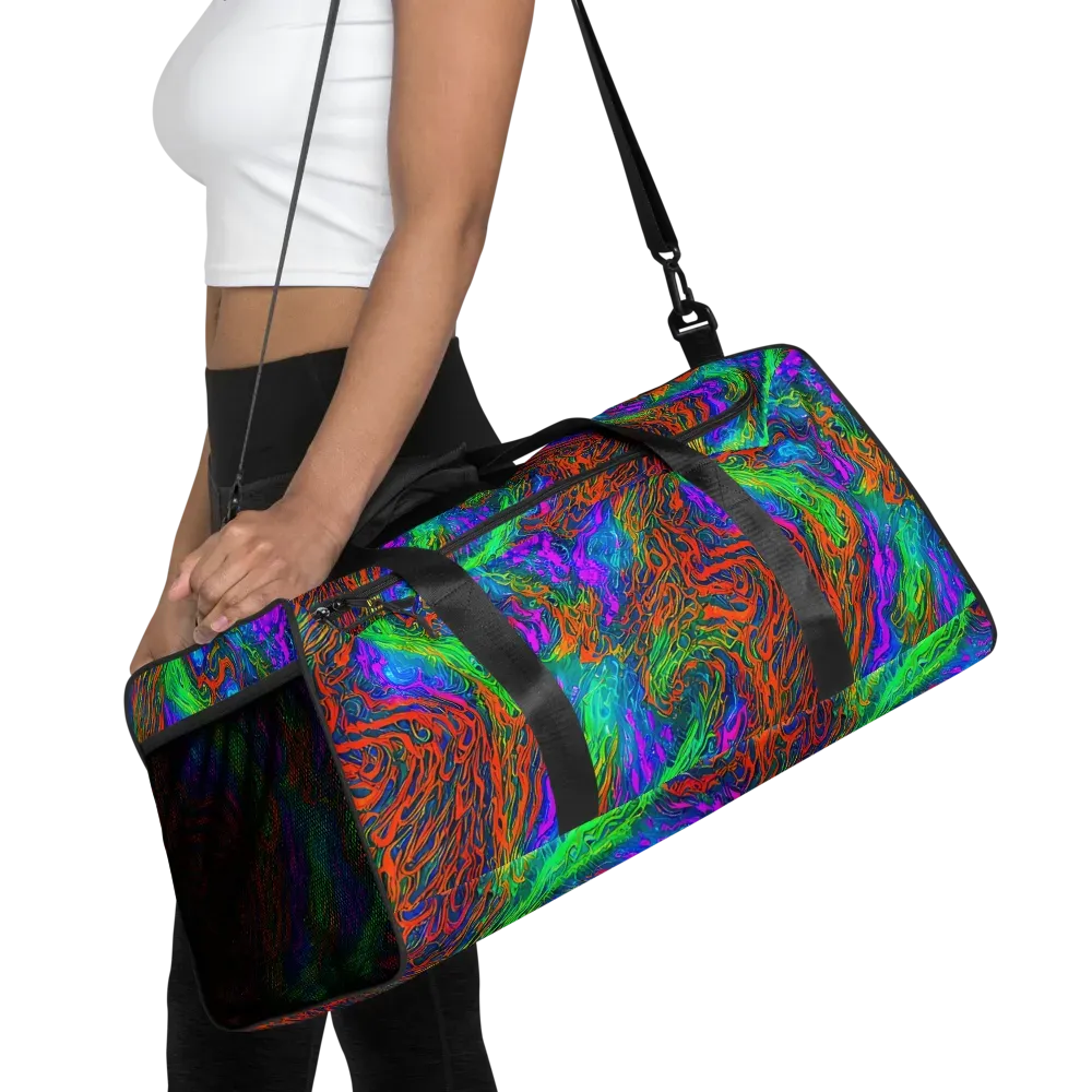 Neon Tidal Fire on Duffle Bag — Front